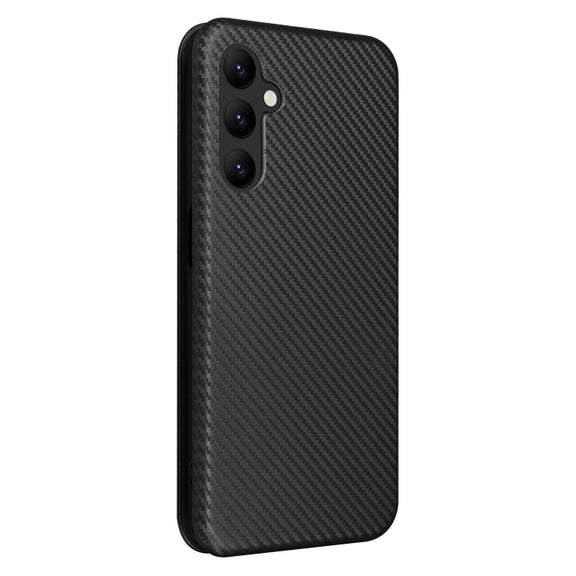 For Samsung Galaxy A24 4G Carbon Fiber Texture Flip Leather Phone Case(Black)