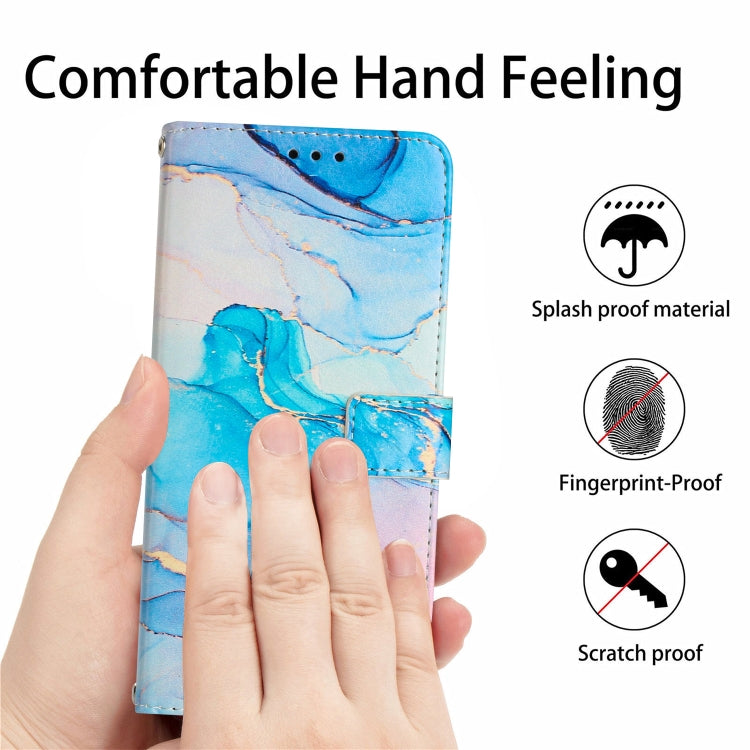 For Motorola Moto E13 Painted Marble Pattern Leather Phone Case(Pink Green)