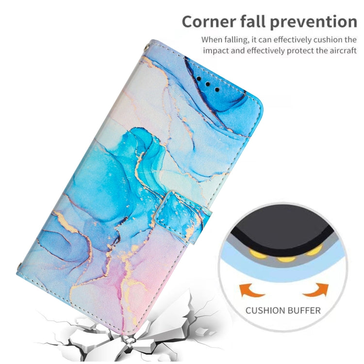 For Motorola Moto E13 Painted Marble Pattern Leather Phone Case(Pink Green)
