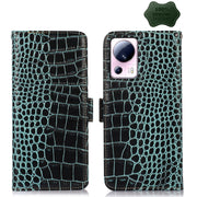 For Xiaomi 13 Lite / Civi 2 Crocodile Top Layer Cowhide Leather Phone Case(Green)