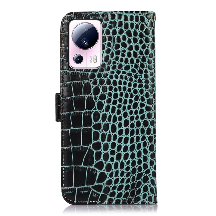 For Xiaomi 13 Lite / Civi 2 Crocodile Top Layer Cowhide Leather Phone Case(Green)
