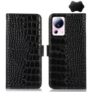 For Xiaomi 13 Lite / Civi 2 Crocodile Top Layer Cowhide Leather Phone Case(Black)