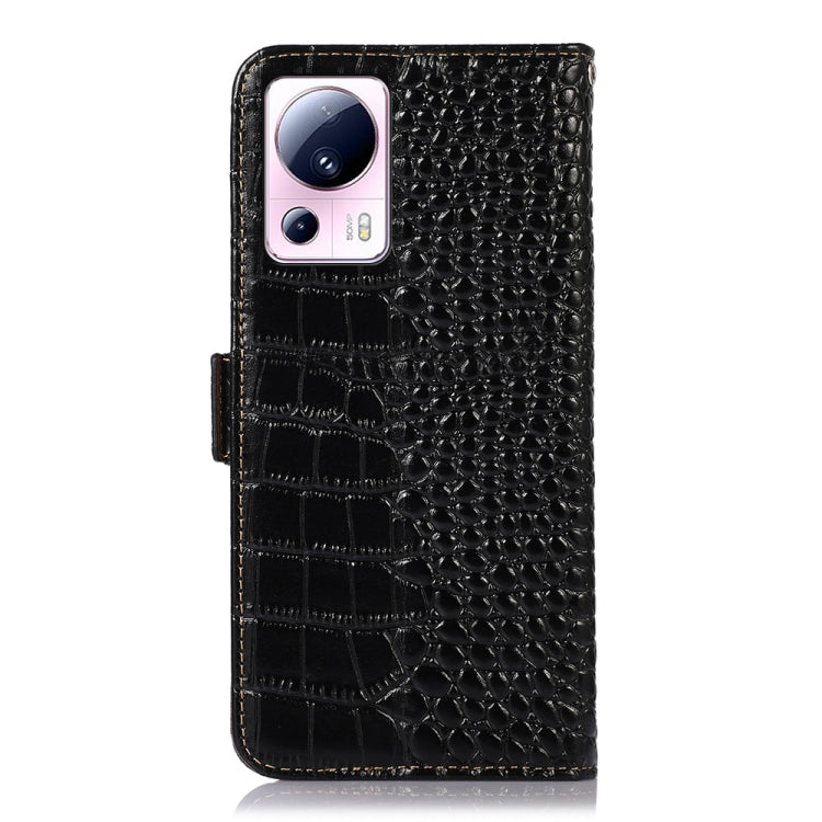 For Xiaomi 13 Lite / Civi 2 Crocodile Top Layer Cowhide Leather Phone Case(Black)