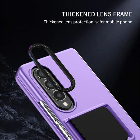 For Samsung Galaxy Z Fold3 5G Three-dimensional Folding Holder PC Phone Case(Purple)