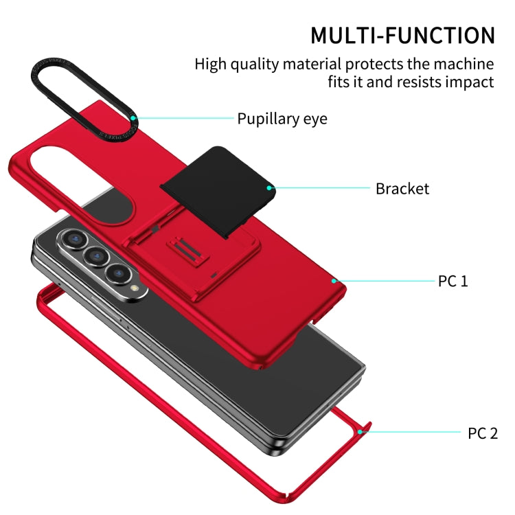 For Samsung Galaxy Z Fold4 5G Three-dimensional Folding Holder PC Phone Case(Red)