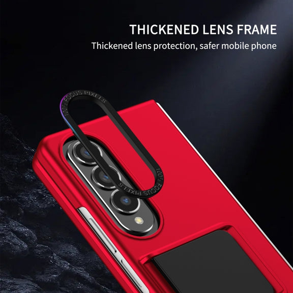 For Samsung Galaxy Z Fold4 5G Three-dimensional Folding Holder PC Phone Case(Red)
