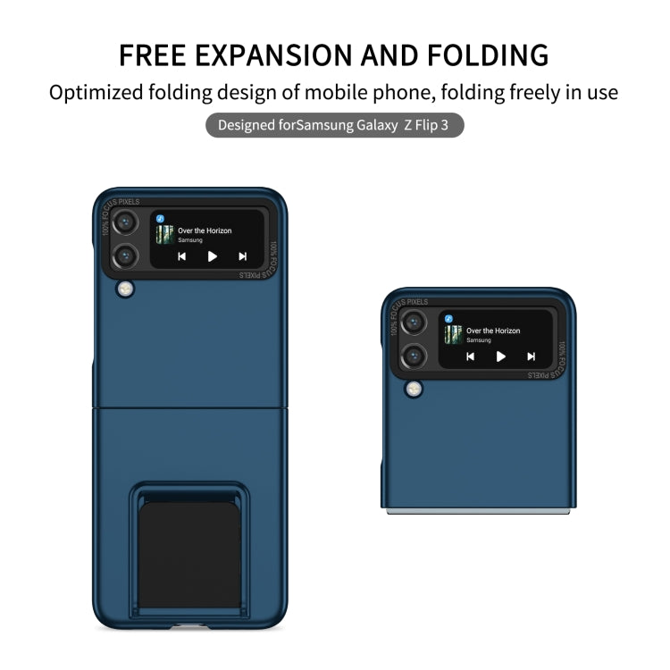 For Samsung Galaxy Z Flip3 5G Three-dimensional Folding Holder PC Phone Case(Blue)