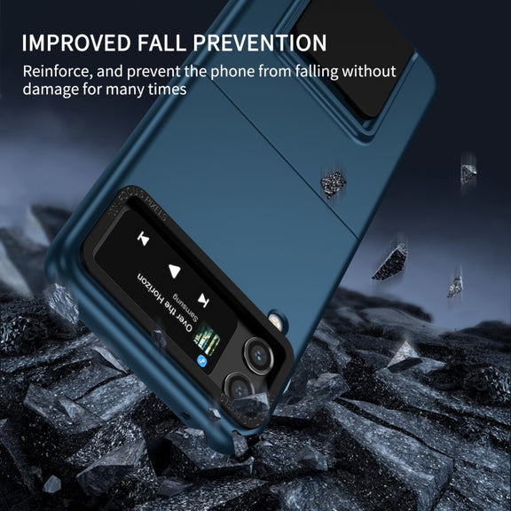 For Samsung Galaxy Z Flip3 5G Three-dimensional Folding Holder PC Phone Case(Blue)