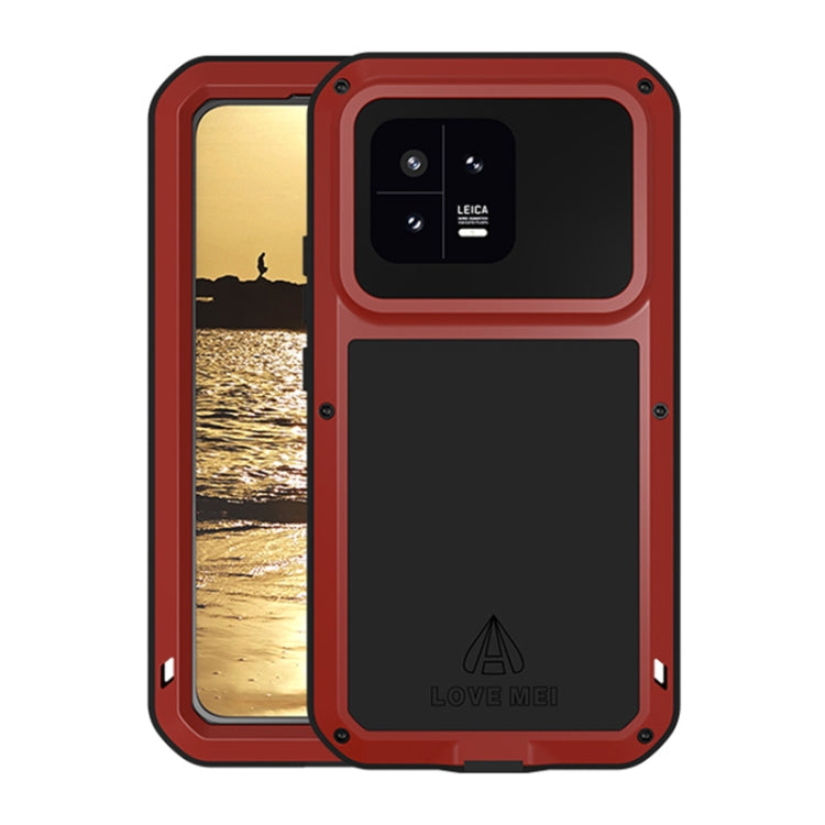 For Xiaomi 13 LOVE MEI Metal Shockproof Life Water-resistant Dustproof Phone Case(Red)