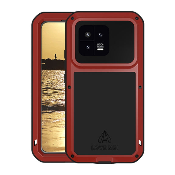 For Xiaomi 13 LOVE MEI Metal Shockproof Life Water-resistant Dustproof Phone Case(Red)