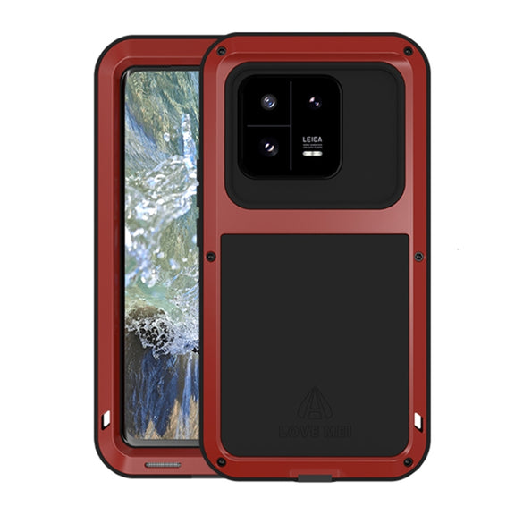 For Xiaomi 13 Pro LOVE MEI Metal Shockproof Life Water-resistant Dustproof Phone Case(Red)