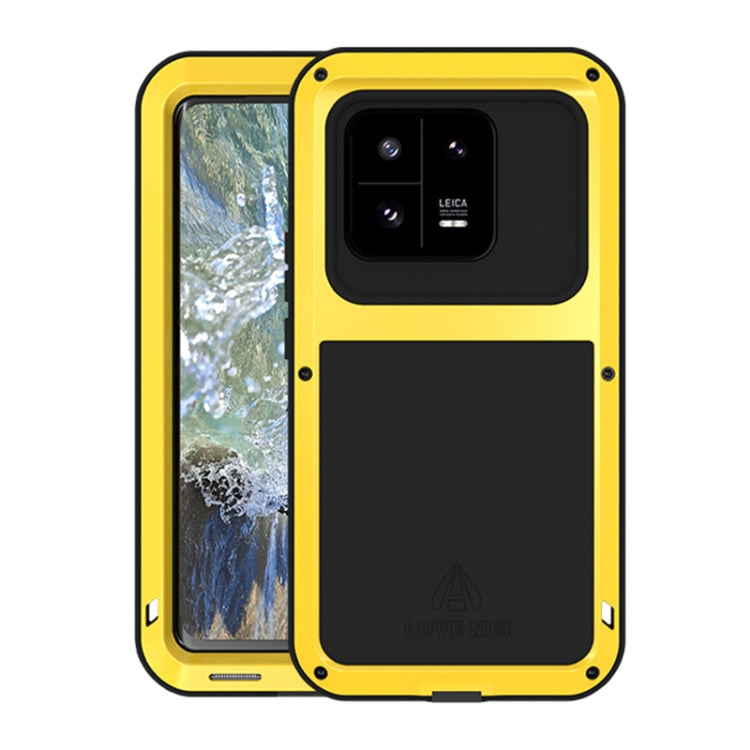 For Xiaomi 13 Pro LOVE MEI Metal Shockproof Life Water-resistant Dustproof Phone Case(Yellow)