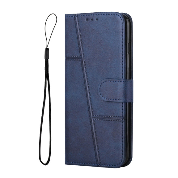 For Tecno Spark Go 2023 Stitching Calf Texture Buckle Leather Phone Case(Blue)