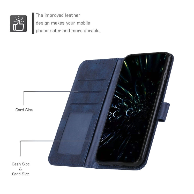 For Tecno Spark Go 2023 Stitching Calf Texture Buckle Leather Phone Case(Blue)