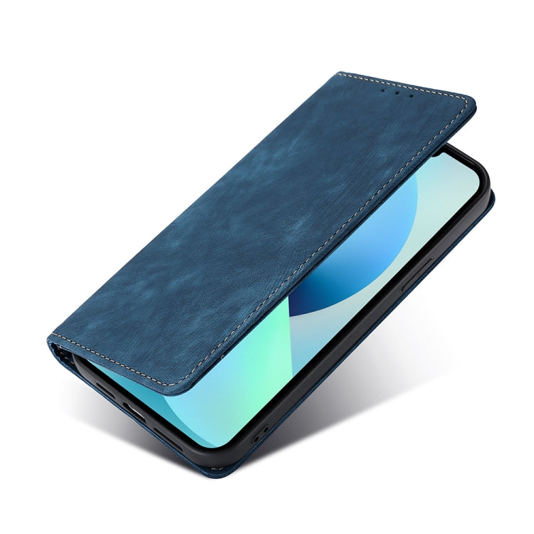 For Honor X8A RFID Anti-theft Brush Magnetic Leather Phone Case(Blue)