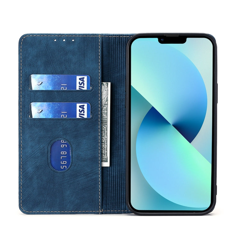 For Honor X8A RFID Anti-theft Brush Magnetic Leather Phone Case(Blue)