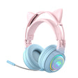 T25 RGB Stereo Cat Ear Bluetooth Wireless Headphones with Detachable Microphone(Pink+Blue) - Headset & Headphone by PMC TechLife | Online Shopping South Africa | PMC TechLife