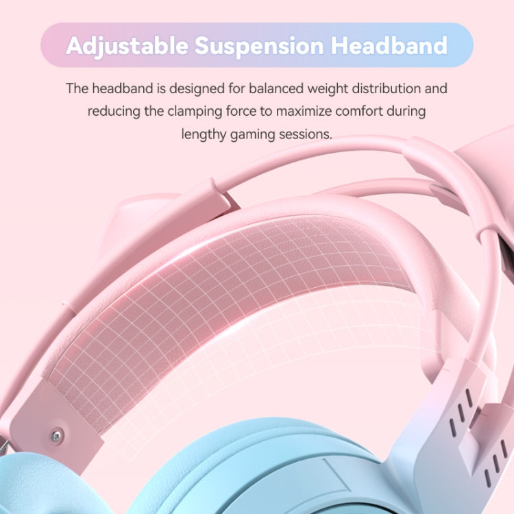 T25 RGB Stereo Cat Ear Bluetooth Wireless Headphones with Detachable Microphone(Black)