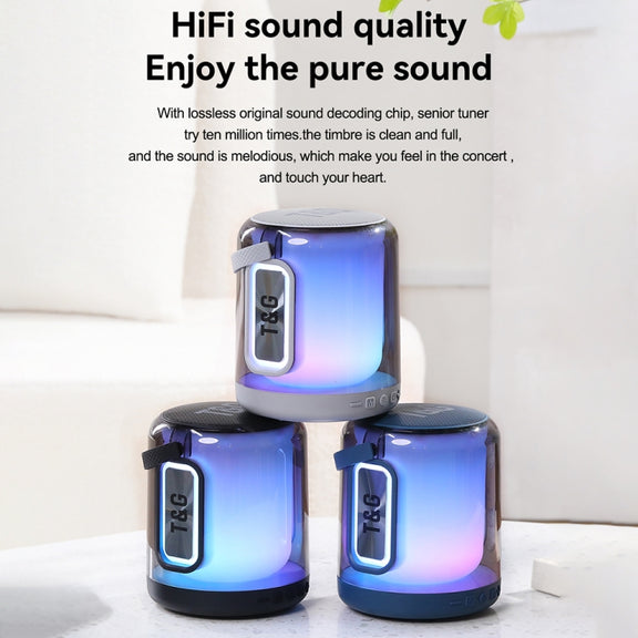 T&G TG376 360 Degree Full Screen LED Light RGB Multicolor Wireless Bluetooth Speaker Subwoofer(Blue)