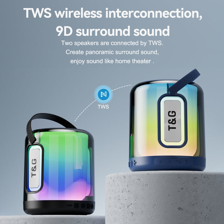 T&G TG376 360 Degree Full Screen LED Light RGB Multicolor Wireless Bluetooth Speaker Subwoofer(Blue)