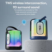 T&G TG376 360 Degree Full Screen LED Light RGB Multicolor Wireless Bluetooth Speaker Subwoofer(Blue)