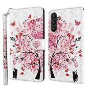 For Samsung Galaxy A34 5G 3D Painting Pattern TPU + PU Leather Phone Case(Cat Under The Tree)