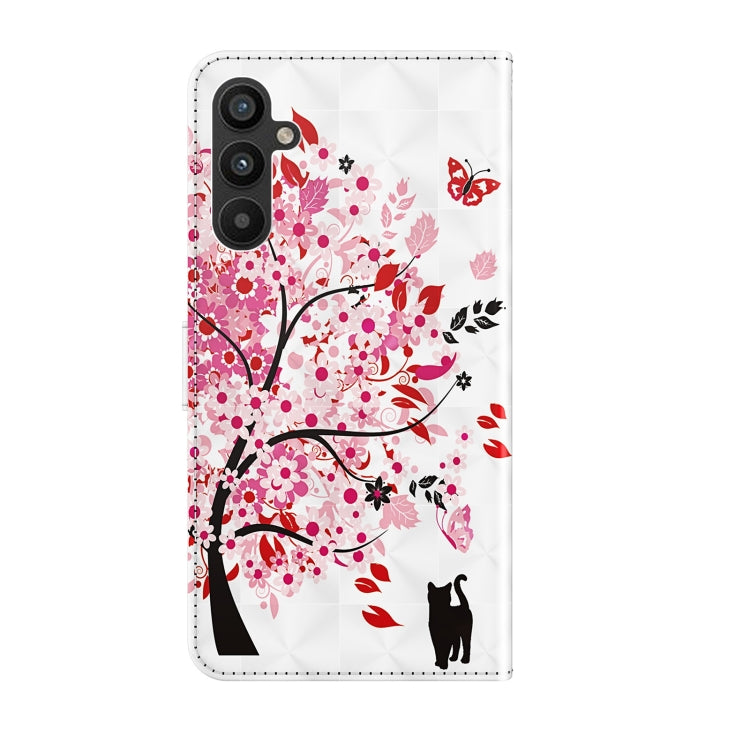 For Samsung Galaxy A34 5G 3D Painting Pattern TPU + PU Leather Phone Case(Cat Under The Tree)