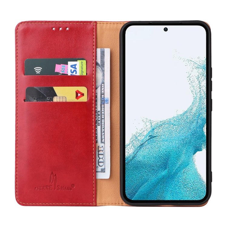 For Samsung Galaxy A54 5G Fierre Shann PU Genuine Leather Texture Leather Phone Case(Red)