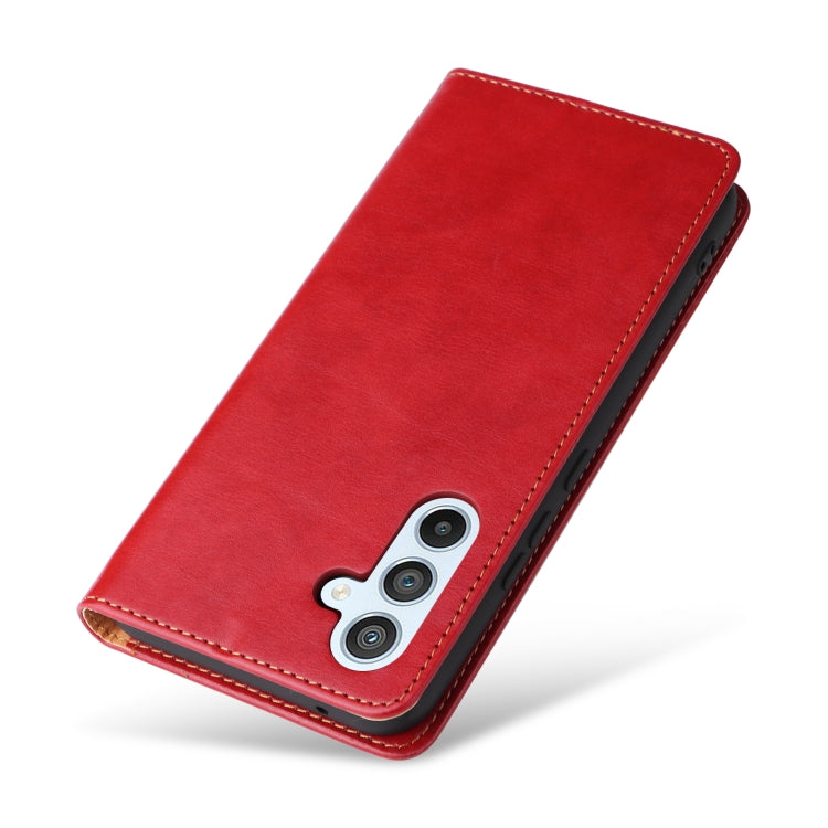 For Samsung Galaxy A54 5G Fierre Shann PU Genuine Leather Texture Leather Phone Case(Red)
