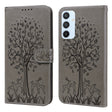 For Samsung Galaxy A54 5G Tree & Deer Pattern Pressed Printing Horizontal Flip Leather Phone Case(Grey) - free shipping - PMC TechLife - Order now!