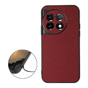For OnePlus Ace 2 / 11R Accurate Hole Carbon Fiber Texture PU Phone Case(Red)