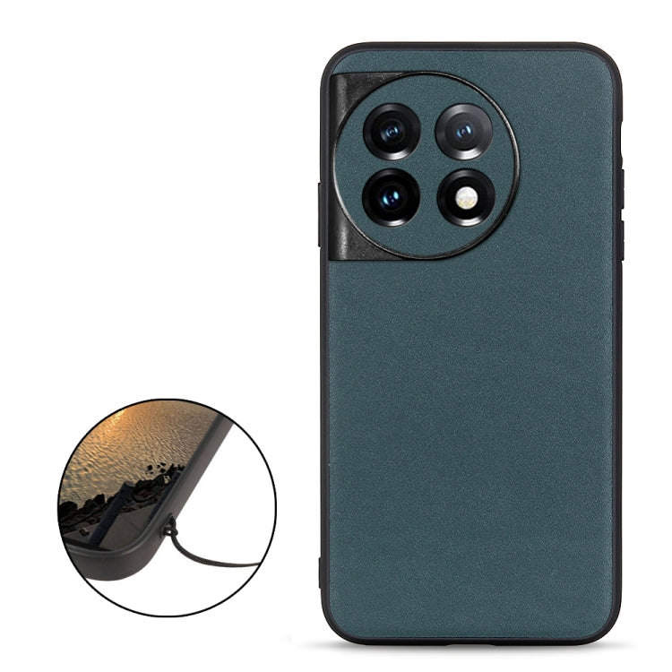 For OnePlus Ace 2 / 11R Lambskin Texture Genuine Leather Phone Case(Green)