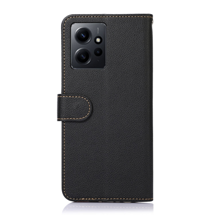 For Xiaomi Redmi Note 12 4G Global KHAZNEH Litchi Texture Leather RFID Phone Case(Black)