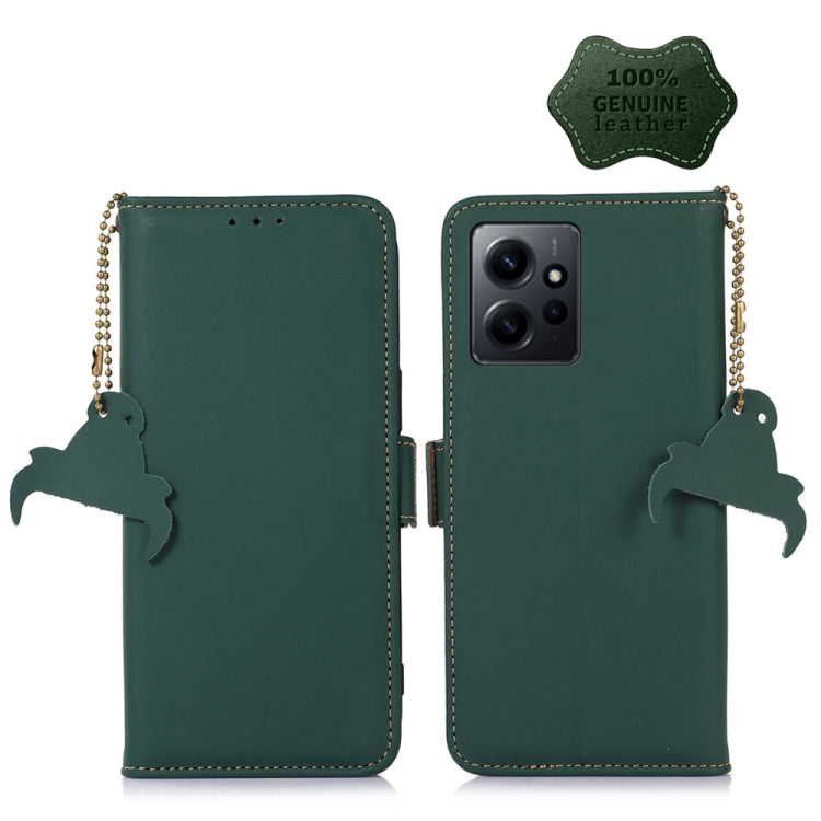 For Xiaomi Redmi Note 12 4G Global Genuine Leather Magnetic RFID Leather Phone Case(Green)
