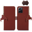 For Xiaomi Redmi Note 12 4G Global Genuine Leather Magnetic RFID Leather Phone Case(Coffee) - Note 12 Cases by PMC TechLife | Online Shopping South Africa | PMC TechLife