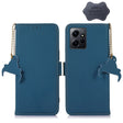 For Xiaomi Redmi Note 12 4G Global Genuine Leather Magnetic RFID Leather Phone Case(Blue) - Note 12 Cases by PMC TechLife | Online Shopping South Africa | PMC TechLife