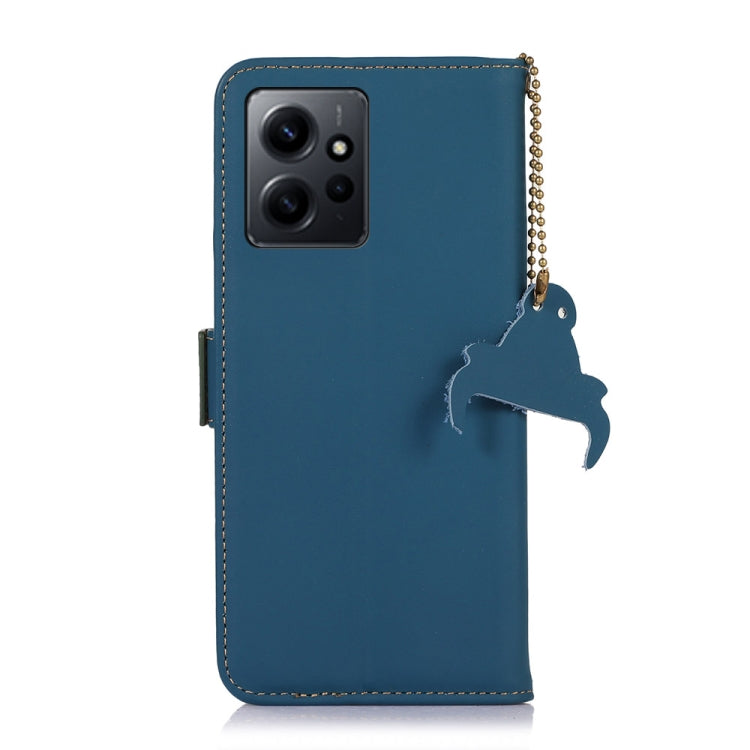 For Xiaomi Redmi Note 12 4G Global Genuine Leather Magnetic RFID Leather Phone Case(Blue)