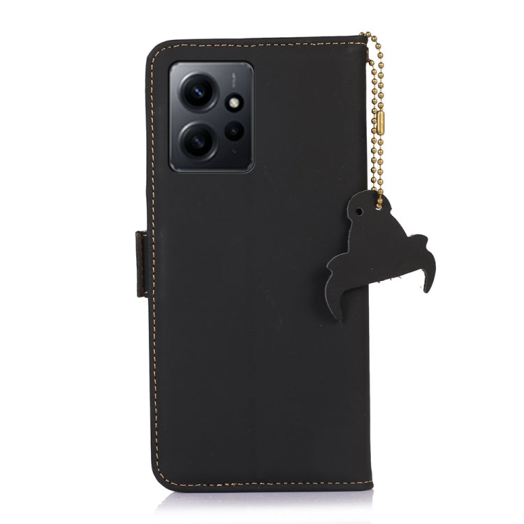 For Xiaomi Redmi Note 12 4G Global Genuine Leather Magnetic RFID Leather Phone Case(Black)
