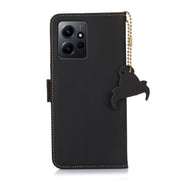 For Xiaomi Redmi Note 12 4G Global Genuine Leather Magnetic RFID Leather Phone Case(Black)