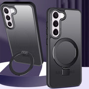 For Samsung Galaxy S23 5G Skin Feel MagSafe Magnetic Holder Phone Case(Black)