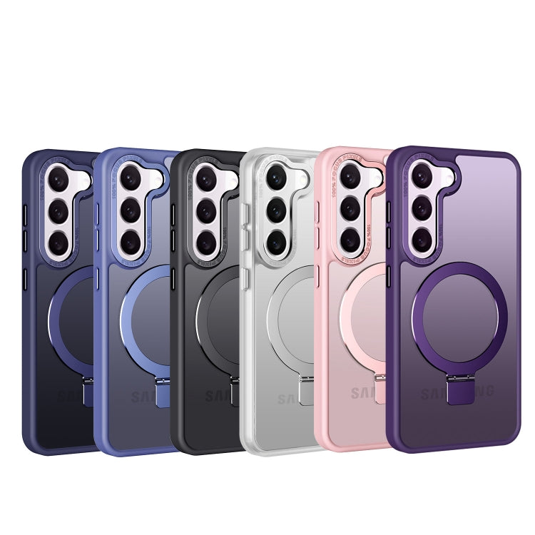 For Samsung Galaxy S23 5G Skin Feel MagSafe Magnetic Holder Phone Case(Dark Blue)