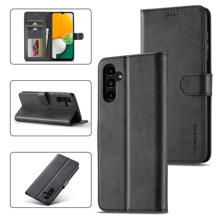 For Samsung Galaxy A24 4G / 5G LC.IMEEKE Calf Texture Leather Phone Case(Black)