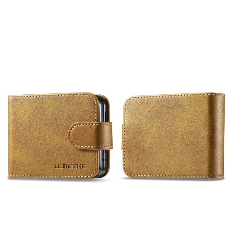 For Samsung Galaxy Z Flip5 5G LC.IMEEKE Calf Texture Leather Phone Case(Brown)