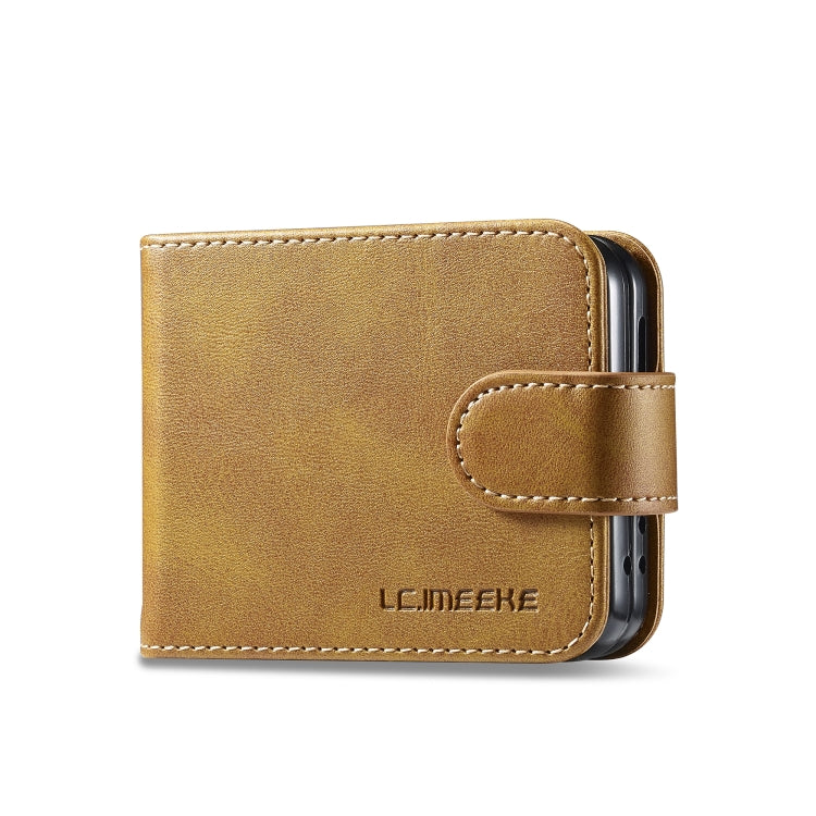 For Samsung Galaxy Z Flip5 5G LC.IMEEKE Calf Texture Leather Phone Case(Brown)