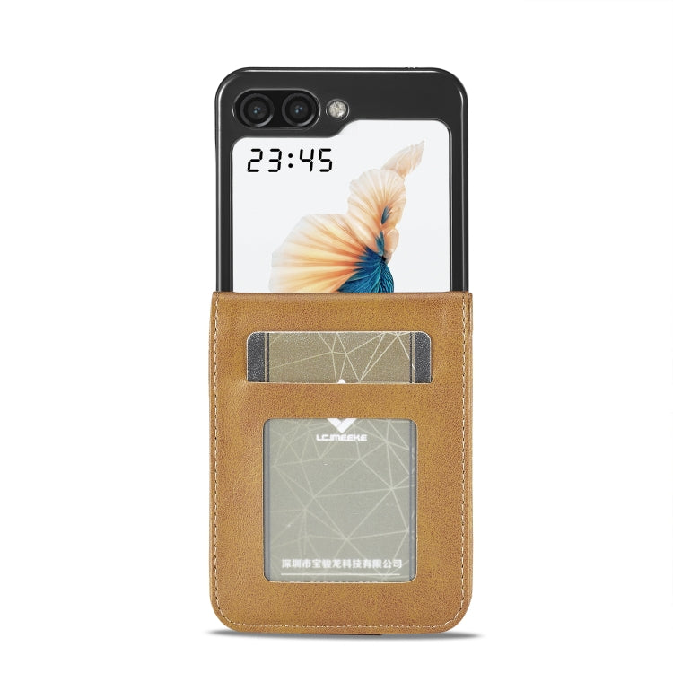 For Samsung Galaxy Z Flip5 5G LC.IMEEKE Calf Texture Leather Phone Case(Brown)