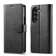 For Samsung Galaxy Z Fold5 5G LC.IMEEKE Calf Texture Leather Phone Case(Black)