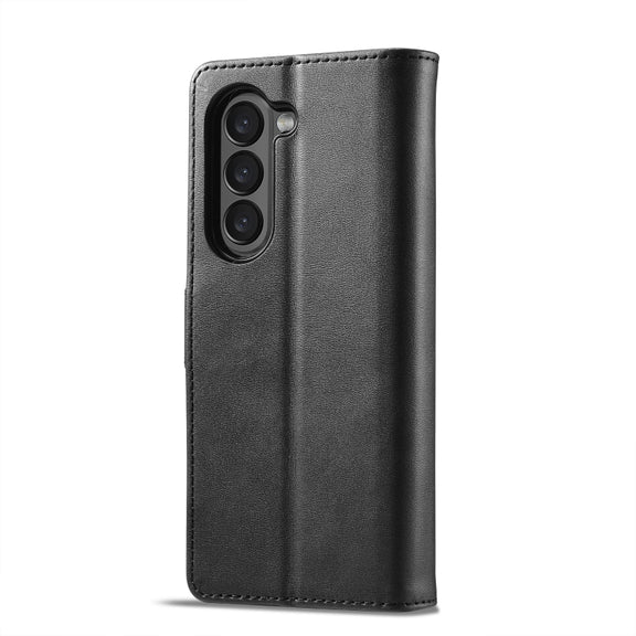 For Samsung Galaxy Z Fold5 5G LC.IMEEKE Calf Texture Leather Phone Case(Black)