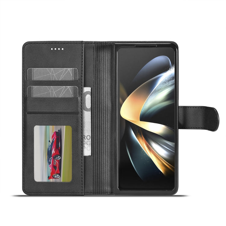 For Samsung Galaxy Z Fold5 5G LC.IMEEKE Calf Texture Leather Phone Case(Black)