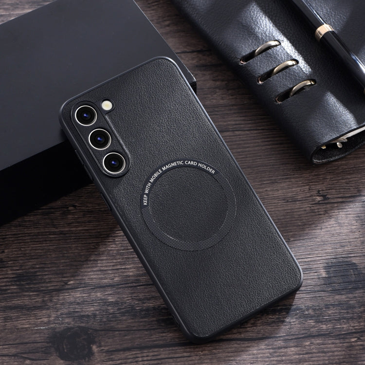 For Samsung Galaxy S23 5G Cloth Texture PU MagSafe Magnetic Phone Case(Black)