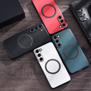 For Samsung Galaxy S23 5G Cloth Texture PU MagSafe Magnetic Phone Case(Black)
